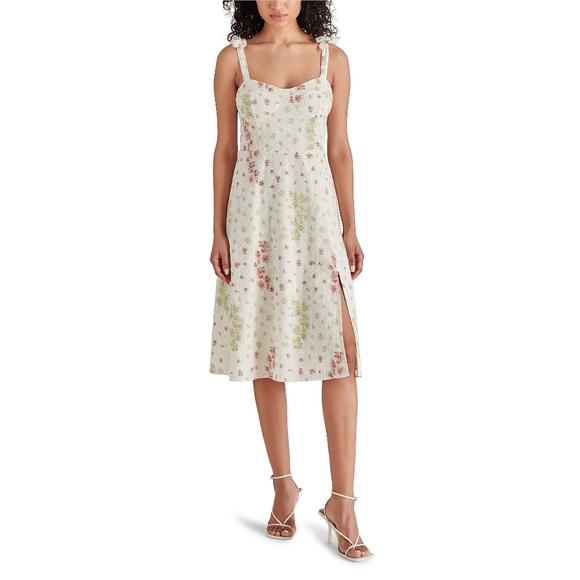 Steve Madden Floral Midi Dress in Yellow and White - Picture 2 of 7